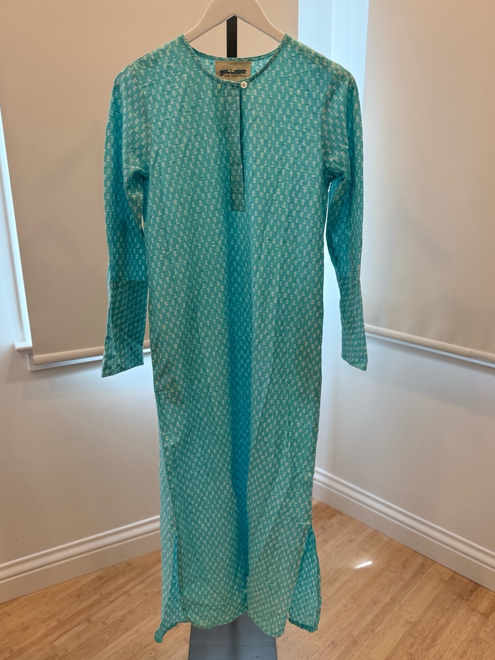 gallabia Santorini Print Maxi Dress - Light Blue